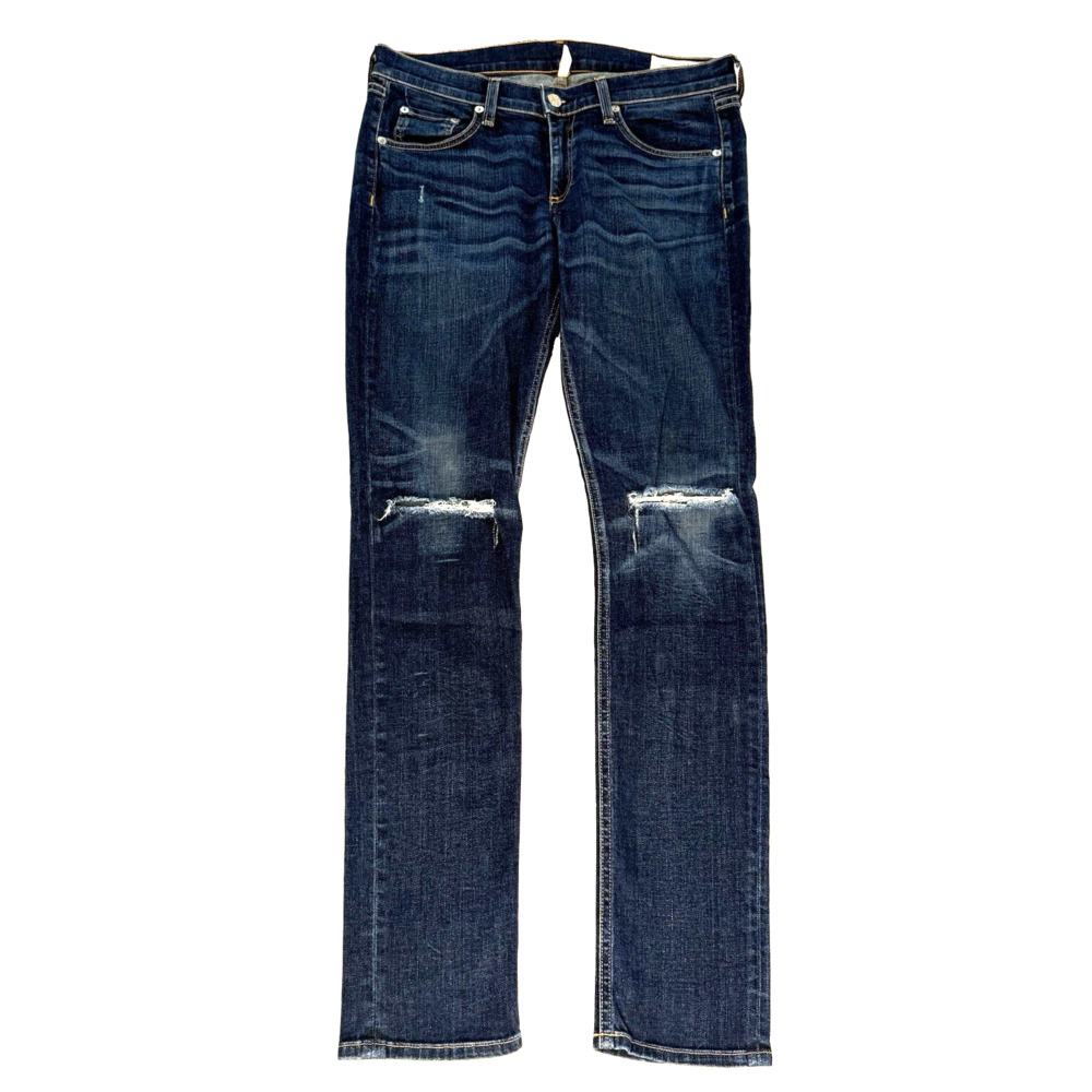 Rag & Bone Aoyama Women's Low Rise Slim Distressed Jeans 28 Medium Wash